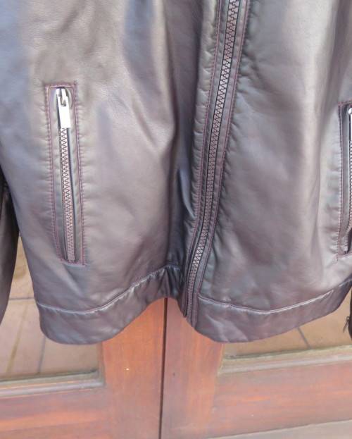 Men`s choc brown faux leather bikers zip-up jacket size MED.(105cm) by IDENTITY. New condition.