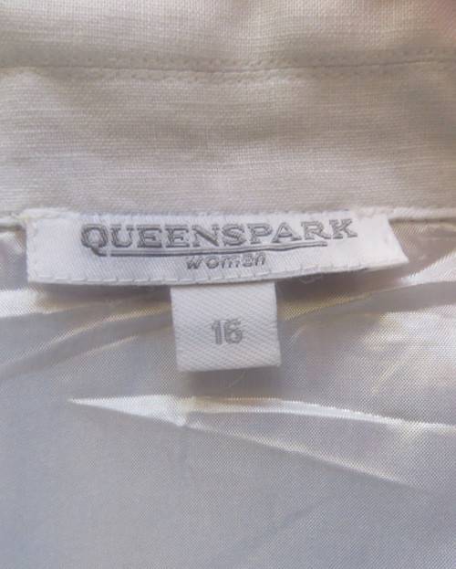 Dream long sleeve white 100% linen jacket richly embroidered by QUEENSPARK size 40/16.New condition.