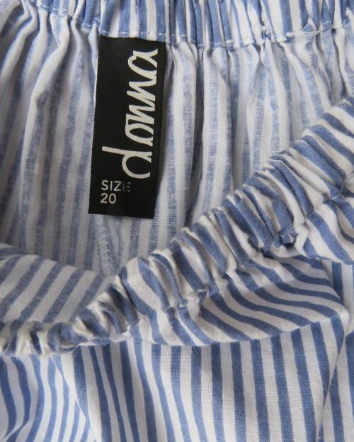 Amazing long blue/white striped top.Navy floral embroidery.Off the shoulder neckline.DONNA 44/20