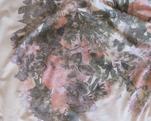 Lovely slip over cream stretch viscose top with rose design/subtle crimson/pink.By  INWEAR Size 42.