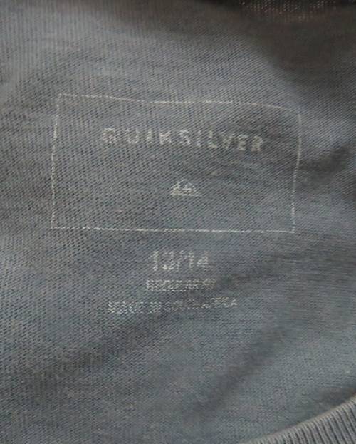 QUIKSILVER steel blue short sleeve T shirt for boy 13 to 14 yrs old. 100% cotton.Very good cond.