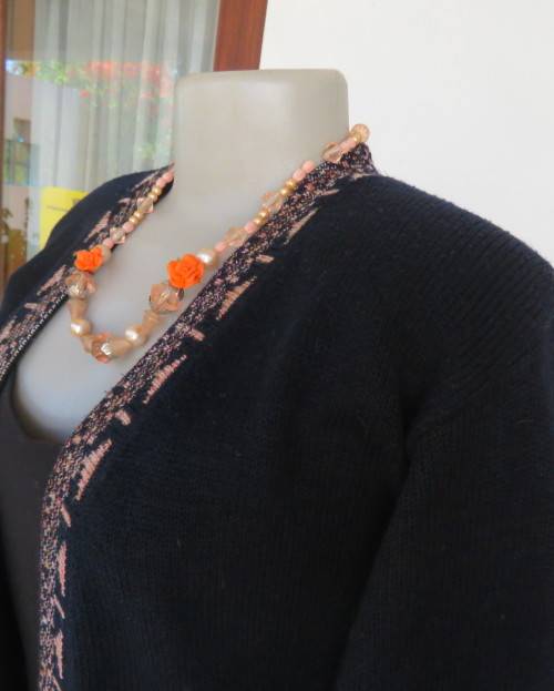 Excellent quality PARIS MATCH long sleeve cardigan with autumn colour borders.Size 36.Soft acrylic.