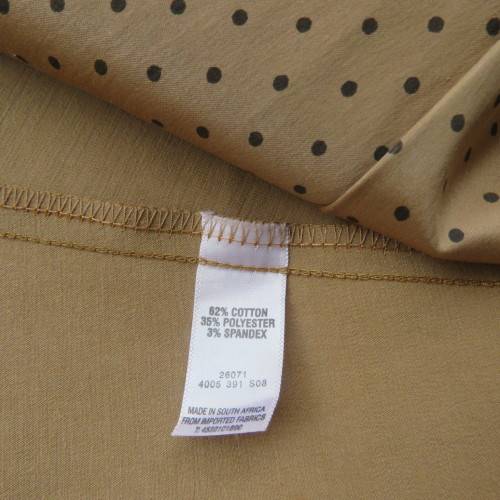 Ultra sexy golden brown polycotton stretch strapless dress with brown polkadots.By INWEAR size 34.