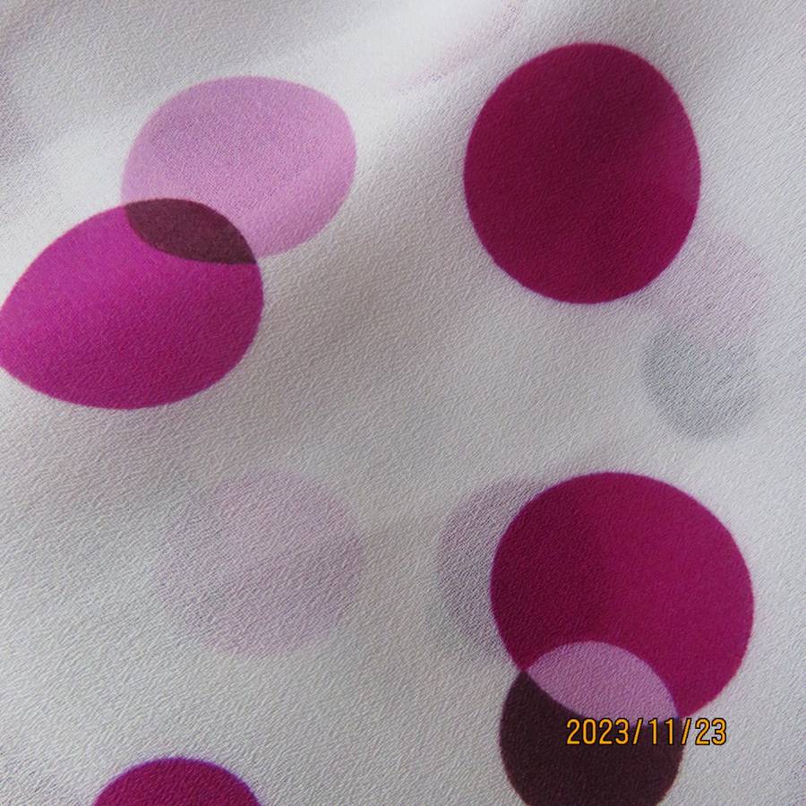 Notice me white sheer polyester short sleeve top with purple dots. Size 42/18.Button down. As new.