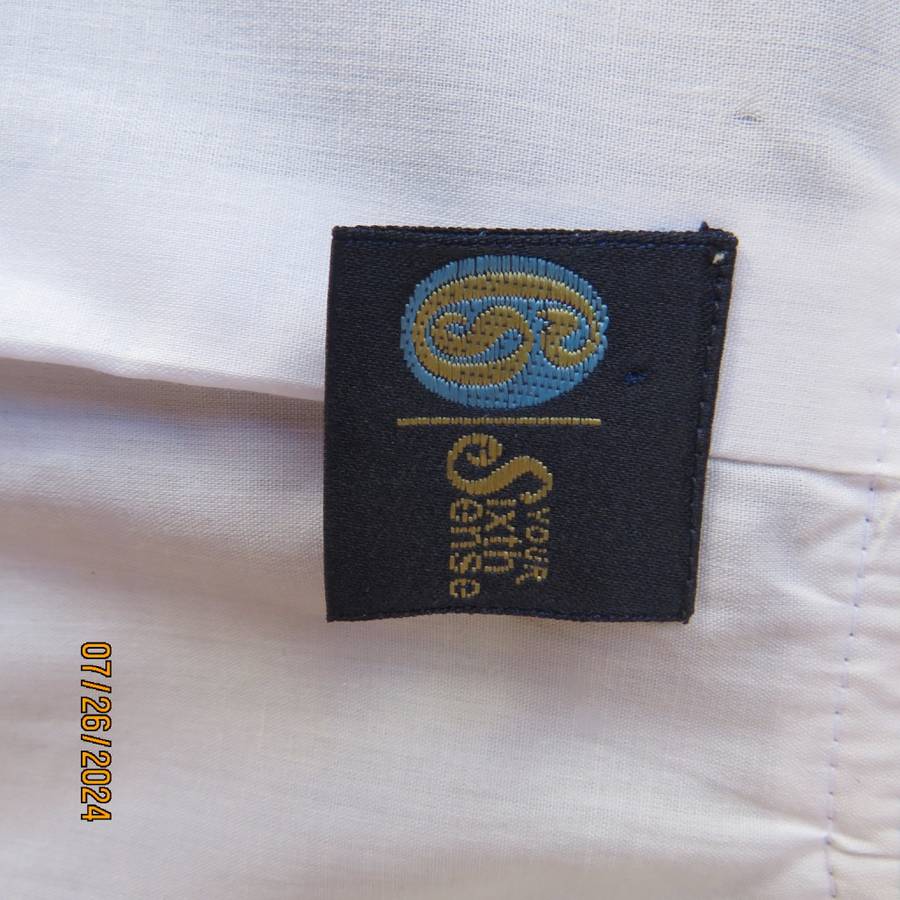 Unique red/green lined linen/viscose waistcoat. Arty look/button,rope.By SIXTH SENSE 36/12.As new