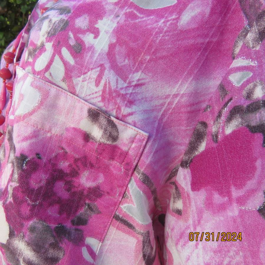 Smart textured cotton top in pink/lilac with white sheer patterns, One pocket.By BIG GOLF size 38.