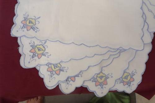 Set of 6 Vintage Embroided Linen Napkins