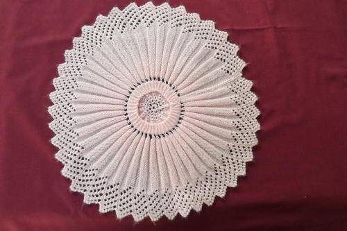 Knitted Peach Doily - 37cm diameter
