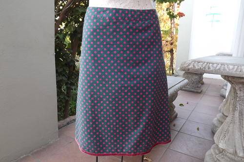 Lined ARW Forest Green Shirt with pink Polka Dots size 32/8  in textured fabric.- never worn