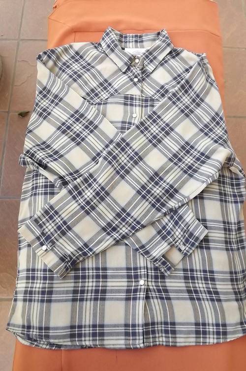 Winter's Long Sleeve Blue Check Men's Shirt in small size-Back/Shoulder width 45cm,chest width 105cm