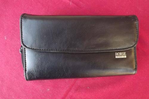 Very Nice Black Leather Horse Imperial Wallet - good quality - 10.5x19cm