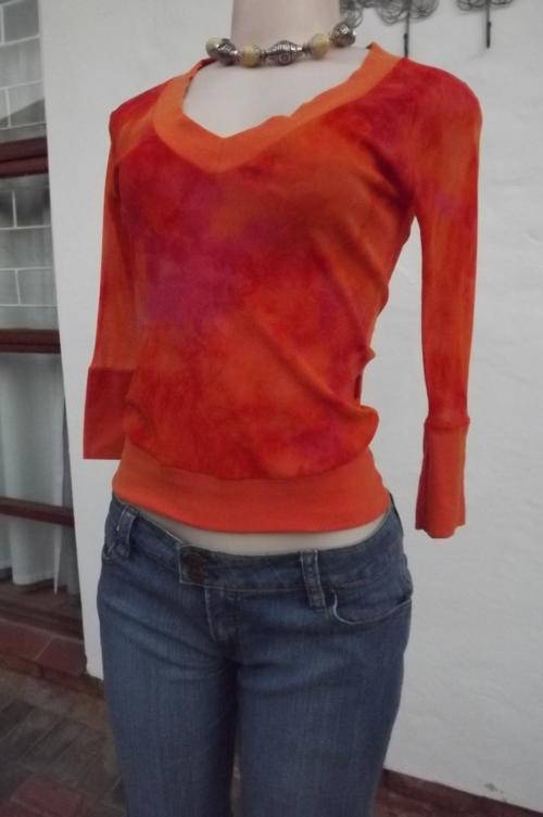 Sexy Nylon Stretch Top in Orange Colour by OBR Jeanswear in size 8/32 - good condition