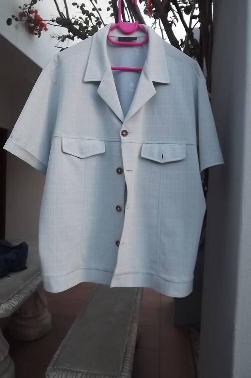 Vintage Light Blue Gazelle Safari Suit Jacket-Chest 120cm, length shoulder to seam 65cm-V-Good cond