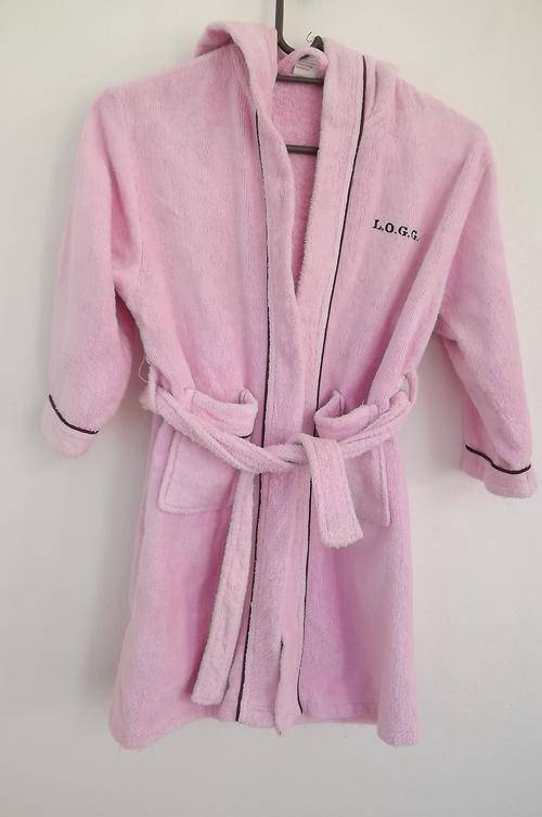 Pink Hooded Toweling Night Gown for 9-10 yr old Girl - Thick & Warm - good condition