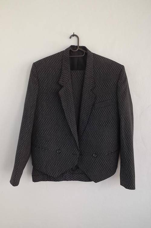 Men's Black/White Broken Stripe Patterned Suite in modern style in size 97cm by Nico Arnaldi Italy