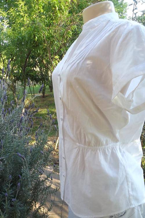 White Cool Cotton Top by Woolworths in size 12/36 - button down front-very short sleeves-good cond
