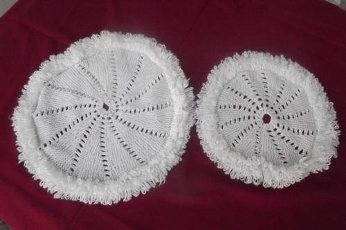 Set of 2 Knitted Cream Colour Wool Doilies -large diameter 33cm, smaller diameter 25cm-new condition