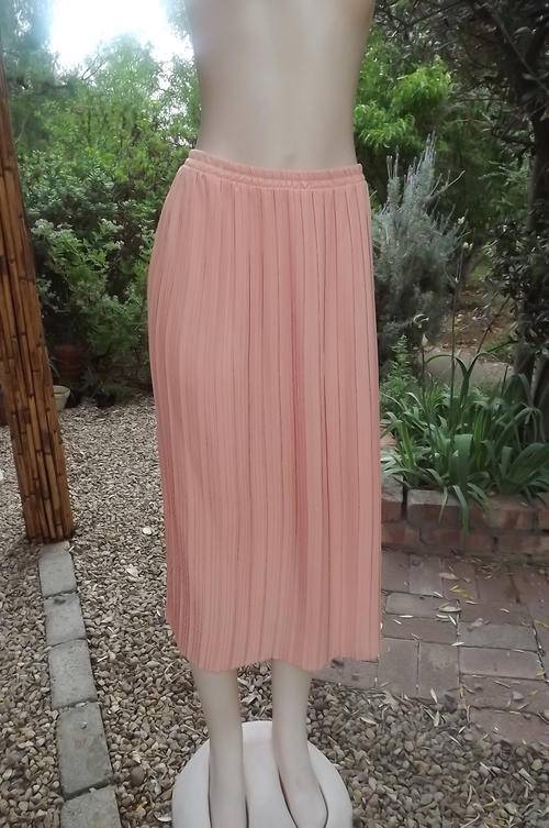 Peach Colour Long Skirt in Narrow Permanent Pleats by Rene Taylor Milady's in size 18/42 - as new