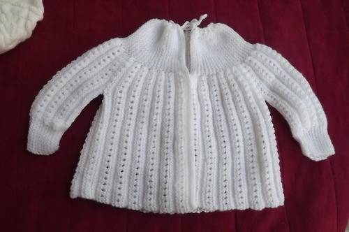 White Hand Knitted baby matinee jacket for 3 to 6 months old.New item