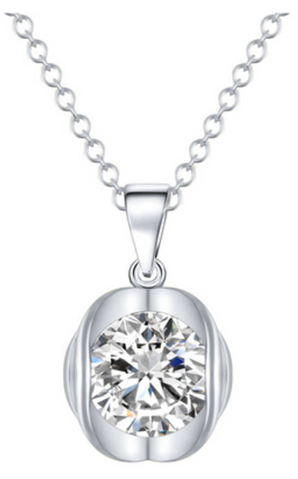 White Gold Plated Necklace with Simulated Diamond Pendant