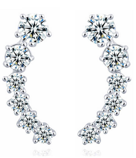 GORGEOUS SILVER PLATED WITH SIMULATED DIAMOND EARRINGS