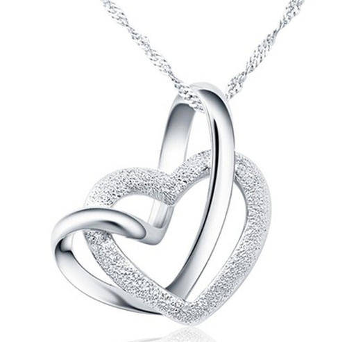 Collarbone Double Heart Pendant with Necklace