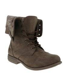 UTOPIA!!!! FOLDOVER COMBAT BOOTS BROWN/GREY ** LOW SHIPPING.**LATE ENTRY**