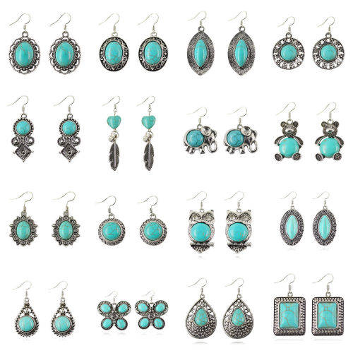 Tibetan Silver Vintage Turquoise Dangle Earrings( SPECIAL CRAZY WED LOW SHIPPING)