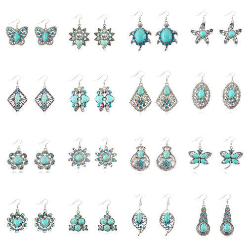Tibetan Silver Vintage Turquoise Dangle Earrings( SPECIAL CRAZY WED LOW SHIPPING)