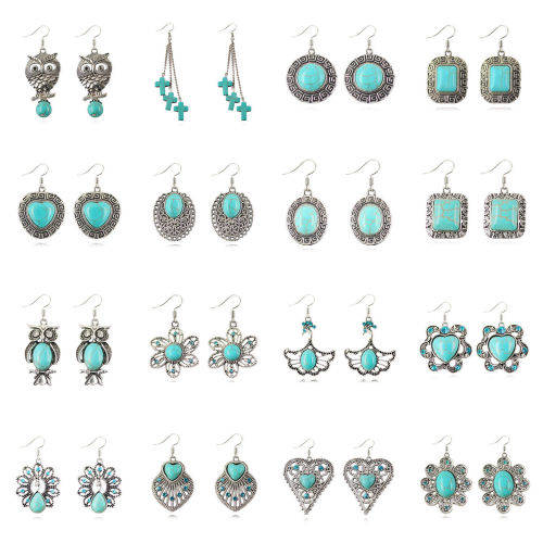 Tibetan Silver Vintage Turquoise Dangle Earrings( SPECIAL CRAZY WED LOW SHIPPING)