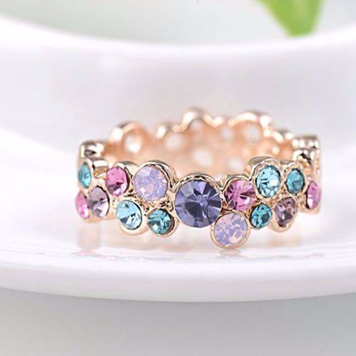 Gold Plated Flower Crystal Cocktail Rings( LOW WEEKEND SHIPPING SPECIAL)