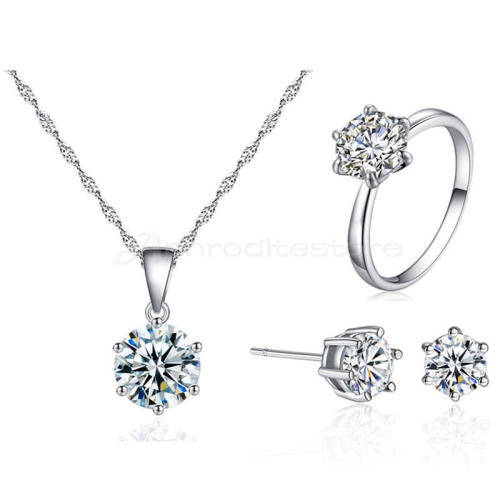 Crystal pendant , earring and ring set