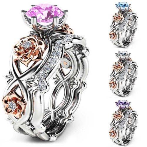 Exquisite Engagement set with roses and Zircons...