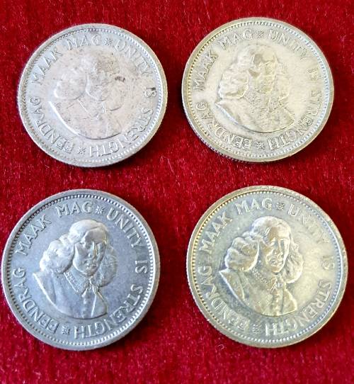 10 CENTS .SOUTH AFRICA . 4 X COINS. 1 X "61, 1 X "62 , 1 X "63 .1X "64 SILVER 24 gr. EXCEPTIONAL !!