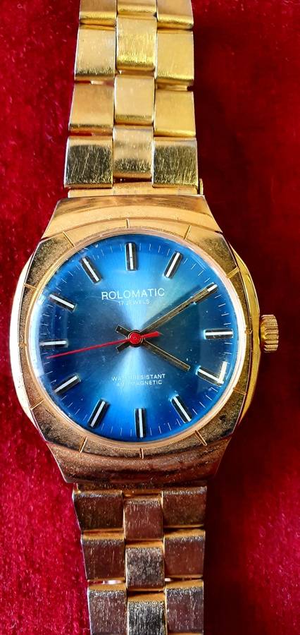 ROLOMATIC 17 JEWELS GOLD PLATED MENS WATCH. 1954. 100% WORKING.
