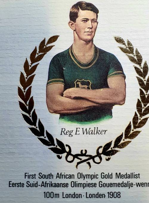FIRST SOUTH AFRICAN OLYMPIC GOLD MEDALIST. 100M LONDON.1908. REG.E. WALKER. FDC.