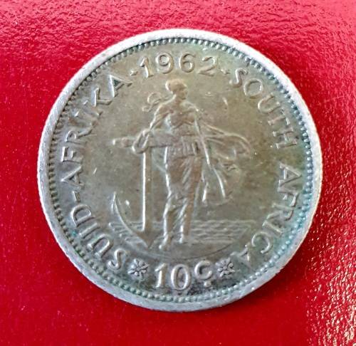 SILVER 10 CENTS .SOUTH AFRICA  1962 EXCEPTIONAL !!