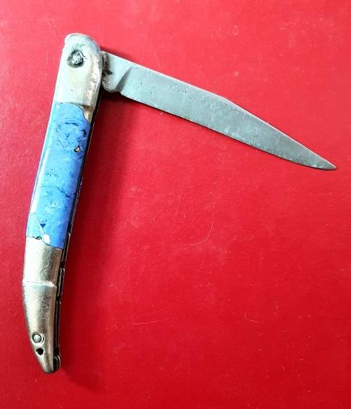 VINTAGE CARBON STEEL. OKAPI FOLDING KNIFE.  21 CM LONG