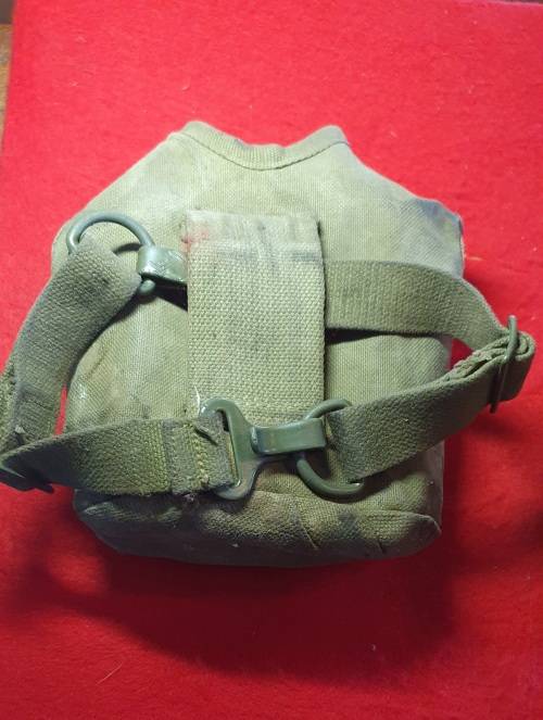 RHODESIAN ARMY / SADF. PATTERN 61/64 WATER BOTTLE, FIRE BUCKET, POUCH . WAR WORN.