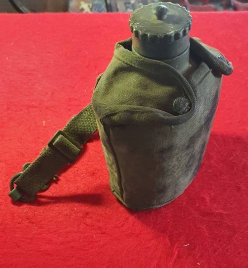 RHODESIAN ARMY / SADF. PATTERN 61/64 WATER BOTTLE, FIRE BUCKET, POUCH . WAR WORN.