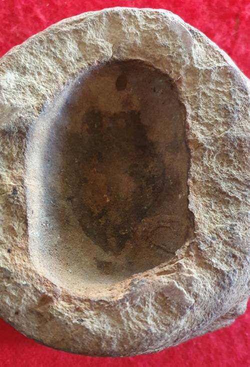 PREHISTORIC BOW DRILL FIRE STARTING STONE.SALVAGED AT BRANDBERG NAMIBIA EARLY 1900s BY SCHUTZTRUPPE