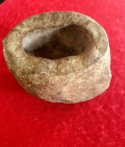 PREHISTORIC BOW DRILL FIRE STARTING STONE.SALVAGED AT BRANDBERG NAMIBIA EARLY 1900s BY SCHUTZTRUPPE