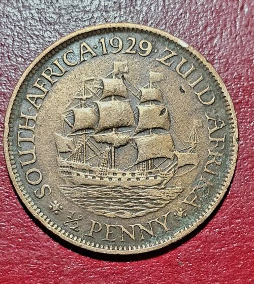 1929 UNION HALF PENNY . EXCEPTIONAL CONDITION !