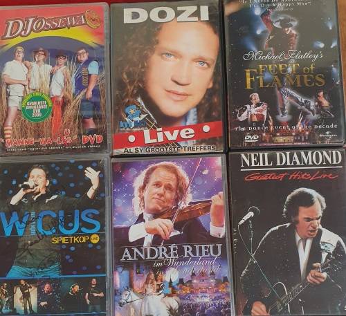 6 X MIXED MUSIC DVDs . ONE BID FOR ALL.