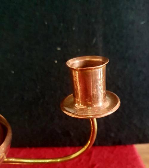 ANTIQUE BIG COPPER CANDELABRA WITH FLOWER ARRANGEMENT POT  . AWESOME DISPLAY !!