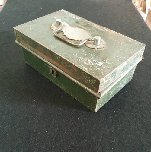 ANTIQUE BIG SAFE KEEPING STEEL BOX . STUNNING DETAIL !!