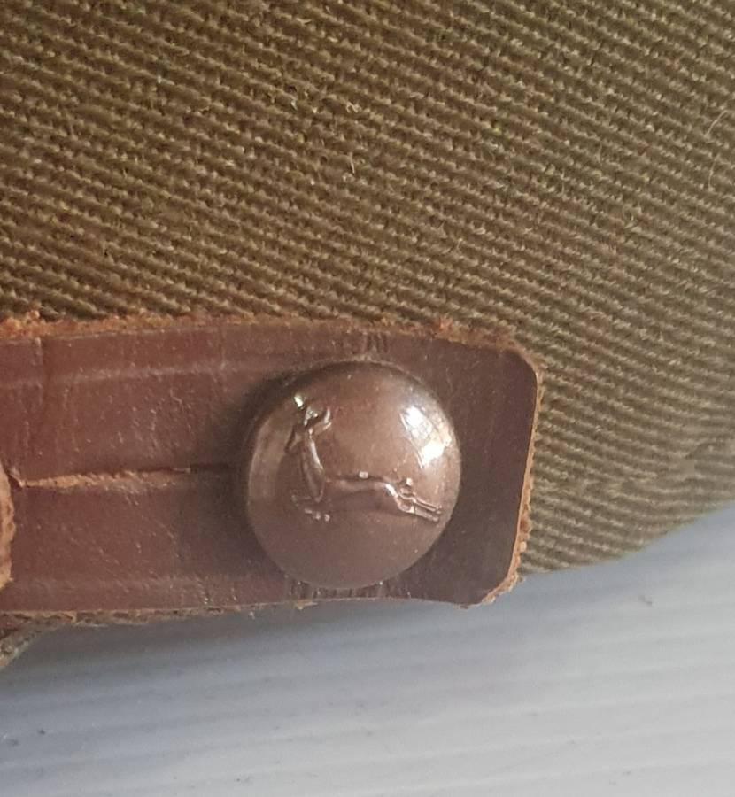 SA ARMY WW11 Officers cap. Leather band. SAPHI ,PRETORIA.