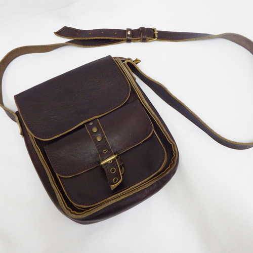Brown leather sling bag