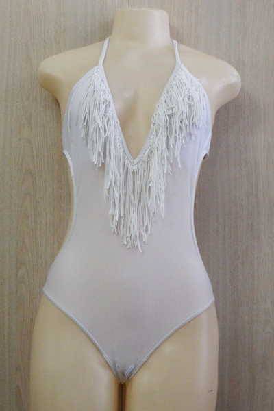 Beautiful white monokini with ruffles - Size : Small / medium