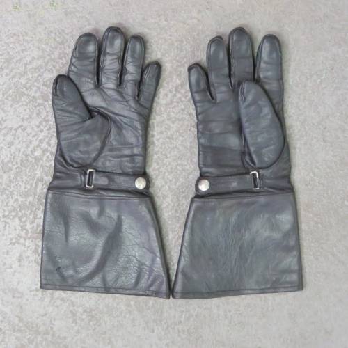 Pair of vintage leather motorbike gloves - Size S/M - Length 34 cm